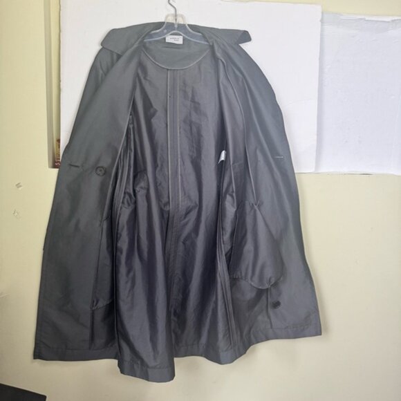 Akris Punto Trench Coat Lightweight Belt Midi Classic Pockets Silver Minimalist - Picture 4 of 16